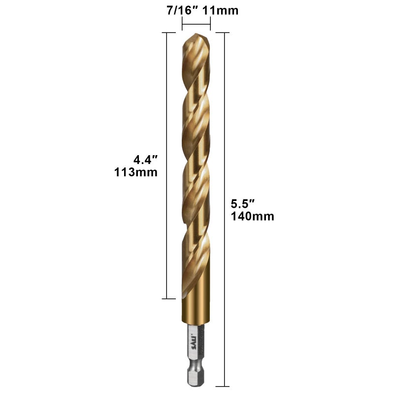SALI Cobalt Drill Bit Set,2 Pack 7/16 Inch High Speed Steel Hex Shank Jobber Drill Bits, for Hardwood, Aluminum,Metal,Copper,Alloyed Steel - Image 2